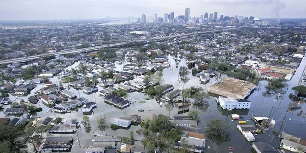 La Nouvelle-Orléans, en Louisiane, inondée à 80 % après le passage de l'ouragan Katrina, en 2005. © AFP, Vincent Laforet