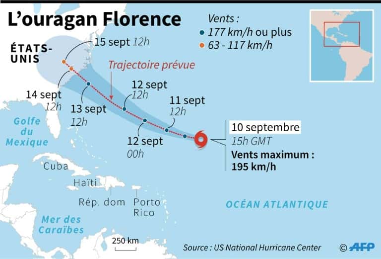 La course prévue de Florence entre le 10 et le 15 septembre 2018. © AFP