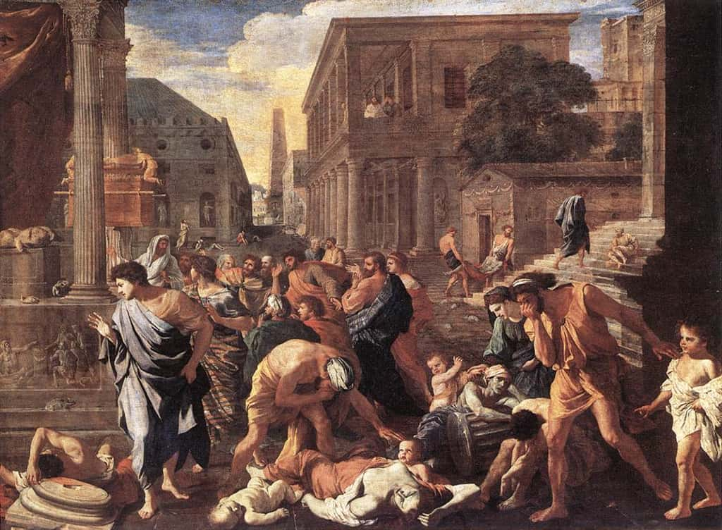 En 1631, Poussin peignait <em>La Peste d’Asdod</em>, représentant la survenue d’un épisode de peste dans la cité judéenne d’Asdod. © Musée du Louvre 