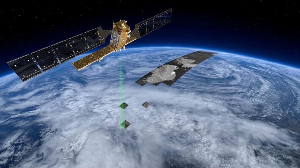 Les satellites Sentinel, équipés de la technologie SAR, balayent la Terre grâce à des ondes radio permettant de cartographier la surface de la planète. © ESA