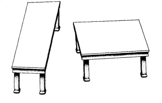 Illusion de la table de Shepard : les deux tables font la même longueur, nos perceptions peuvent nous tromper. © Wikipédia