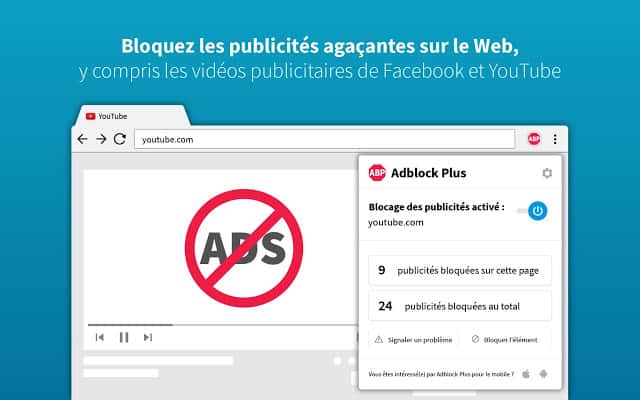 Adblock Plus est installé dans Chrome par plus de 10 millions d'internautes pour bloquer les publicités qui s'affichent sur les sites Internet. © Adblock Plus