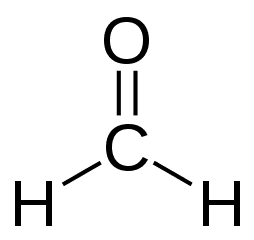 L’aldéhyde le plus simple est le méthanal de formule H-CHO. Dans tous les autres composés, le carbone porteur est relié à une chaîne carbonée. © Wereon, <em>Wikimedia Commons</em>