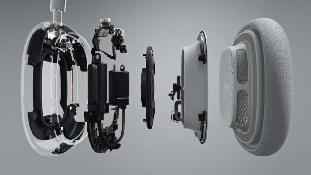 Sous le coussinet, un processeur audio à 10 coeurs déjà présent dans les AirPods. © Apple