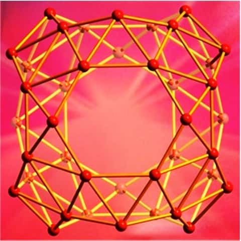 Le borosphèrène est constitué de nombreux triangles. Bien que sa forme soit approximativement sphérique il n'est pas aussi lisse que son cousin en carbone le buckminsterfullerène. © Brown University