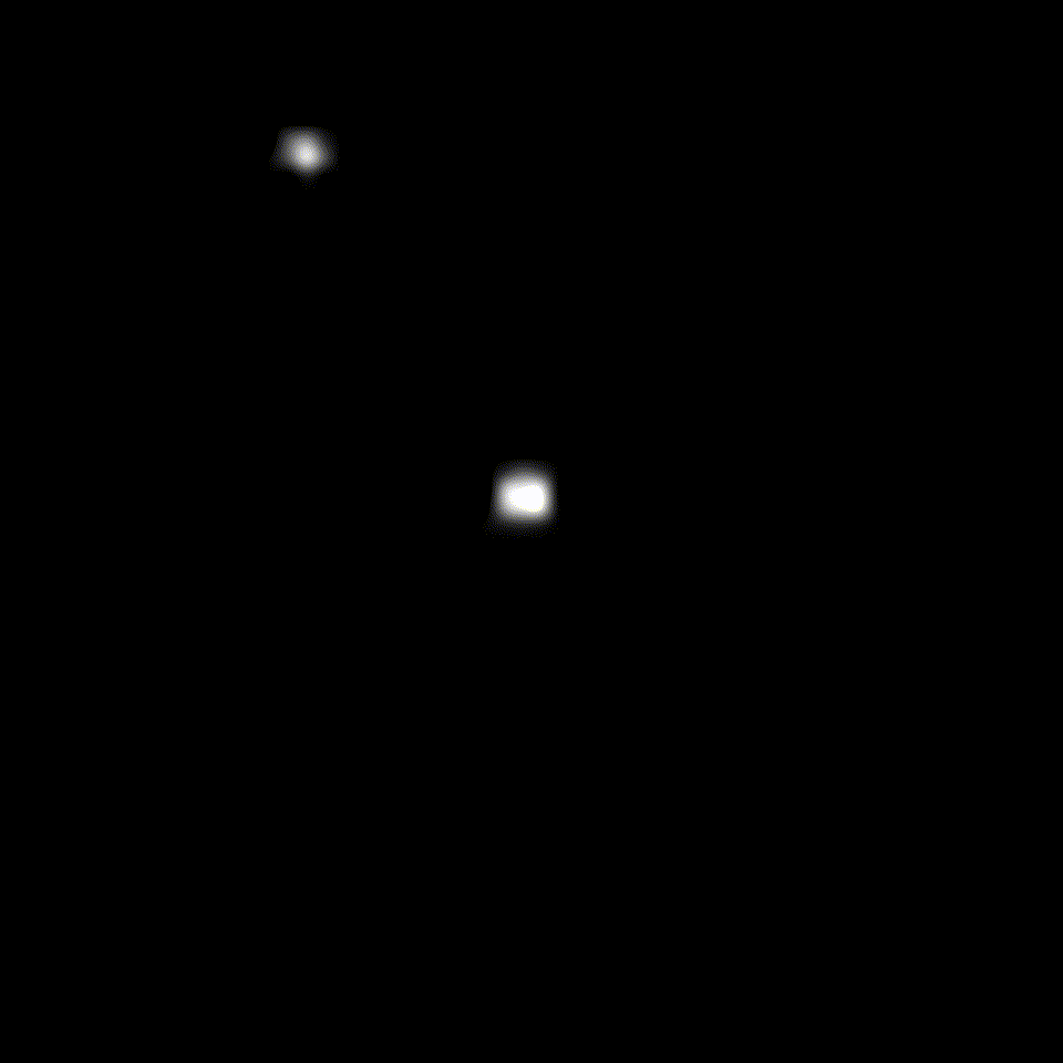 Cette vidéo montre les observations prises, par le télescope spatial James-Webb, d'une étoile (fixe au centre de la vidéo) alors que Chariklo passe devant elle. La vidéo est composée de 63 observations individuelles obtenues sur environ une heure le 18 octobre à une longueur d'onde de 1,5 micromètre (F150W) avec la caméra proche infrarouge (NIRCam) de Webb. Une analyse minutieuse de la luminosité de l'étoile révèle que les anneaux du système de Chariklo ont été clairement détectés. © Nasa, ESA, CSA, Nicolás Morales (IAA/CSIC)