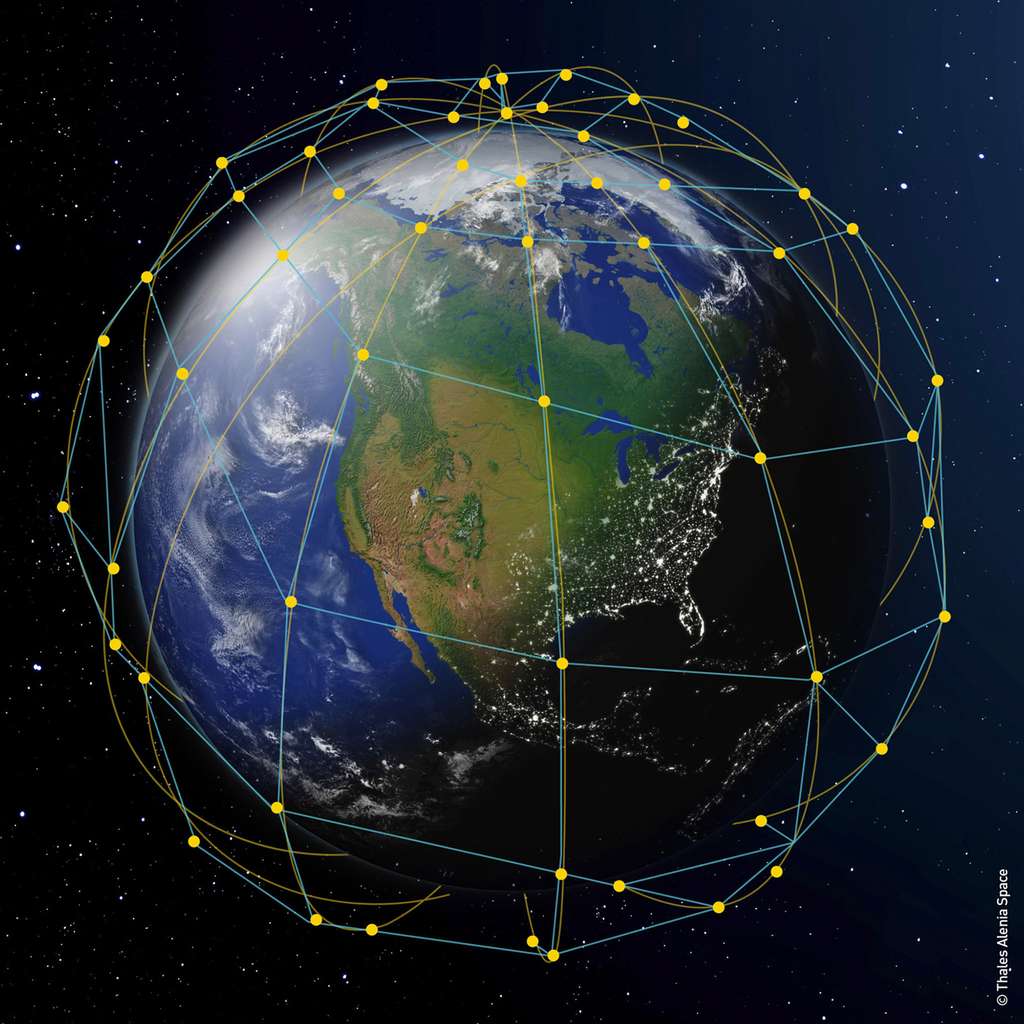 À l'avenir, les systèmes d'autonavigation et d'exploitation temps réel seront capables de rendre très autonomes les constellations de satellites pour le contrôle de leur orbite et leur repositionnement mais pour les communications entre eux. © Thales Alenia Space