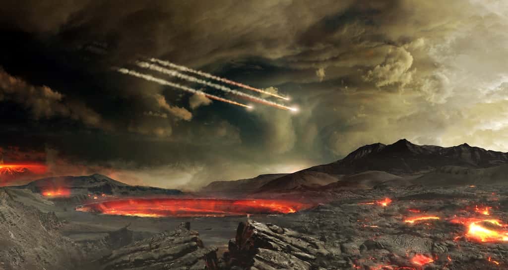 La Terre et Mars n’ont pas été épargnées par le Bombardement Massif Tardif. © Nasa, <em>Goddard Space Flight Center Conceptual Image Lab</em>