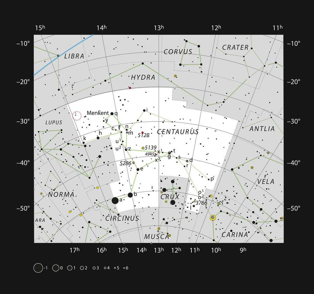 HD 131399Ab se situe à quelque 320 années-lumière de la Terre dans la constellation du Centaure. Elle est âgée de 16 millions d'années seulement. Elle est l'une des plus jeunes exoplanètes découvertes à ce jour, et l'une des toutes premières à avoir fait l'objet d'une imagerie directe. Sa température de surface avoisine les 580 °C. Elle est l'une des exoplanètes les plus froides et les moins massives détectées au moyen de l'imagerie directe. © ESO/IAU and Sky &amp; Telescope