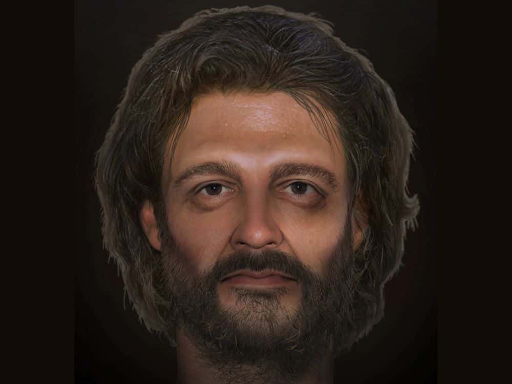 Le visage du crucifié du Cambridgeshire a été ici reconstitué en 3D, se basant sur les analyses ADN et morphologiques. © Impossible Factual