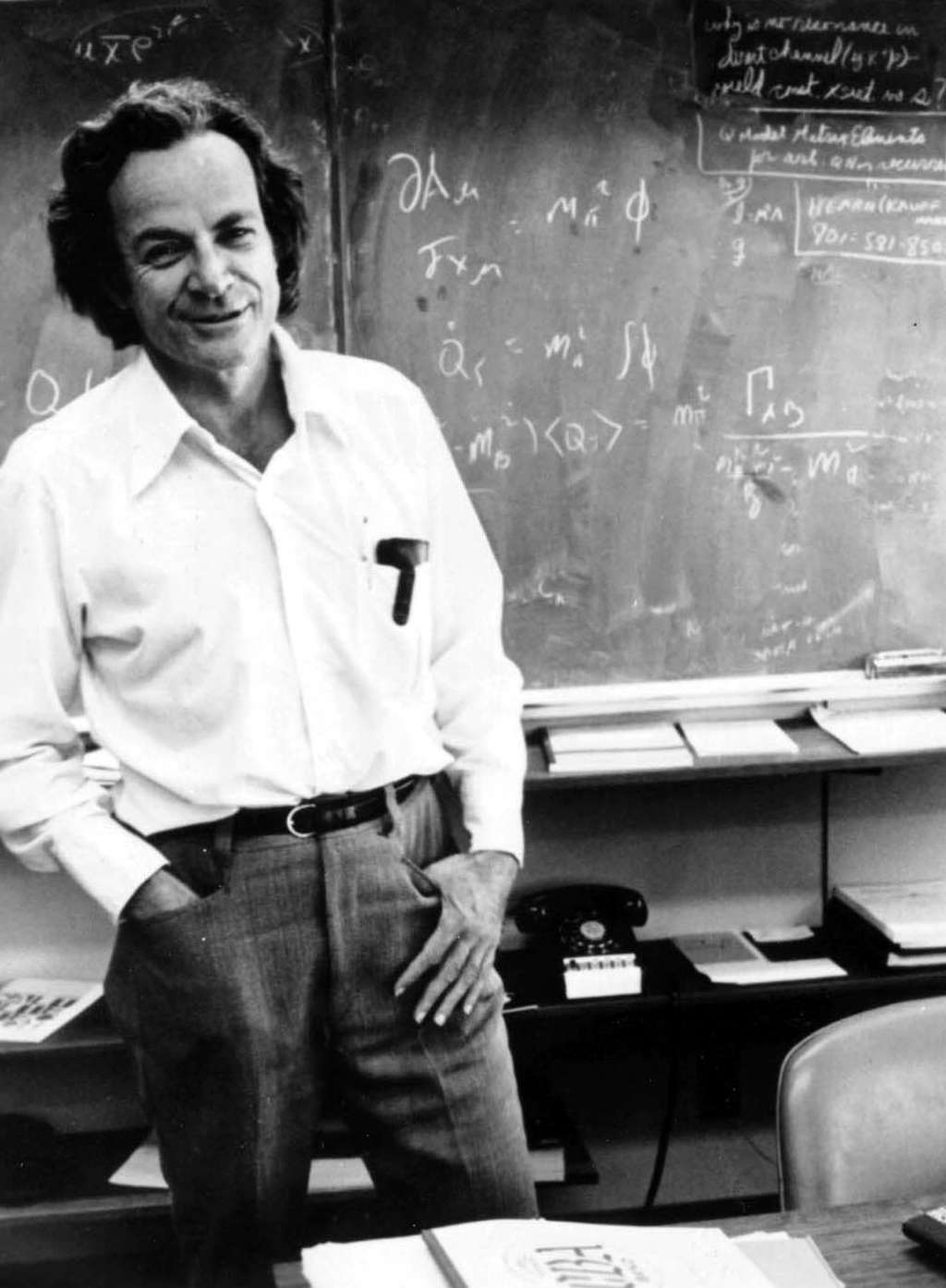 Richard Feynman était un physicien de génie et un enseignant hors pair. En reformulant la théorie quantique à l'aide de son intégrale de chemin, il a révolutionné la théorie quantique des champs et des particules élémentaires. On lui doit des réflexions visionnaires sur la nanotechnologie et les ordinateurs quantiques. © <em>American Institute of Physics</em>