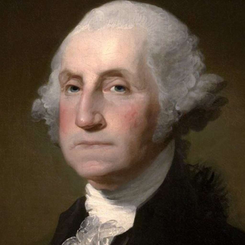 On devine à la position de la mâchoire inférieure que le dentier de George Washington n'était pas des plus confortables. © Wikimedia Commons