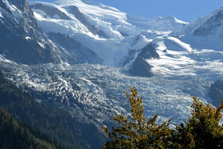 Le glacier des Bossons dans les Alpes à Chamonix-Mont Blanc en France le 28 septembre 2018. © Jean-Pierre Clatot - AFP/Archives