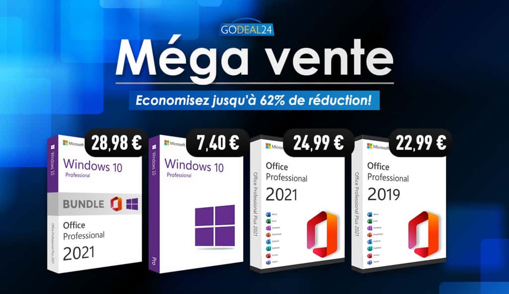 Windows 10 à 6,06 euros et Office 2021 à 12,99 euros !
