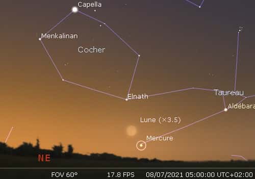 La Lune en rapprochement avec Mercure et Elnath