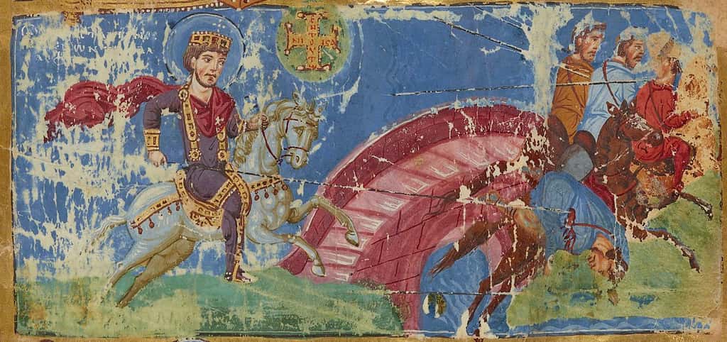 La vision de Constantin et la bataille du pont Milvius dans un manuscrit byzantin du IXe siècle. © WIKIMÉDIA COMMONS, DOMAINE PUBLIC
