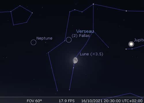 La Lune en rapprochement avec Pallas