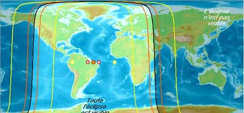 Carte mondiale de visibilité de l'éclipse partielle du 18 septembre 2024.