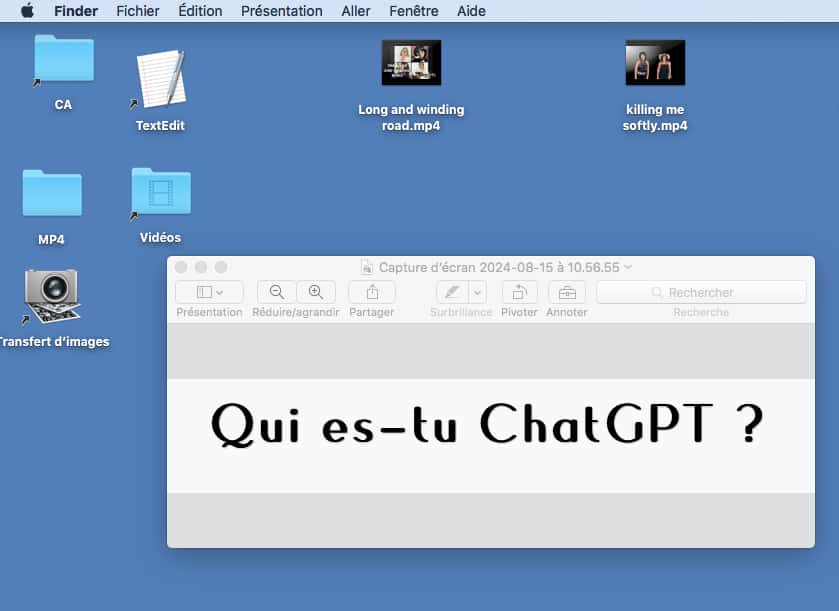 Le texte avec la fonte recherchée a été capturé dans un fichier image. © MacOS