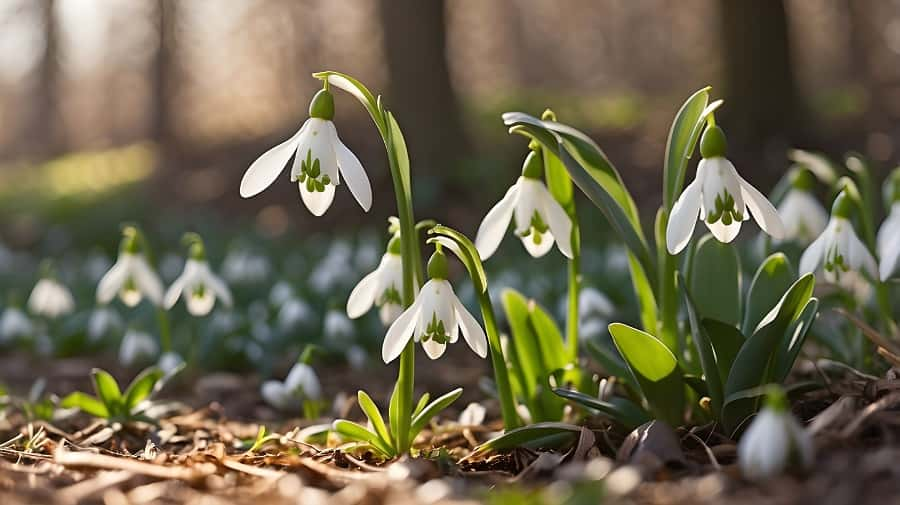 Délicates petites fleurs à bulbe : les perce-neige. © Shehzad, Adobe Stock