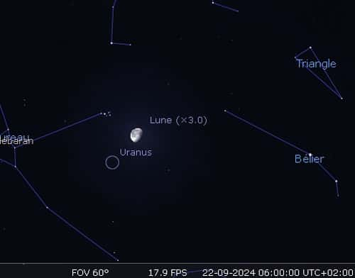 La Lune en rapprochement avec les Pléiades et Uranus