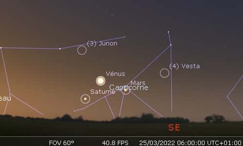 Vénus, Saturne et Mars forment un joli triangle dans le ciel
