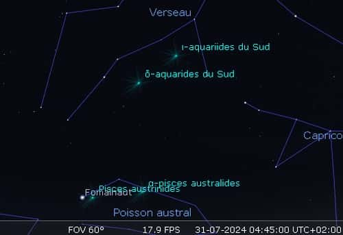 Maximum de l'essaim météoritique des delta-Aquarides Sud