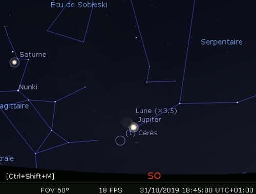 La Lune en rapprochement avec Jupiter et Cérès