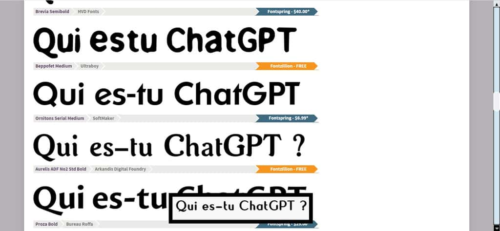 Font Squirrel propose certaines polices gratuites, mais pas toujours suffisamment proches de ce que l’on recherche. © Font Squirrel