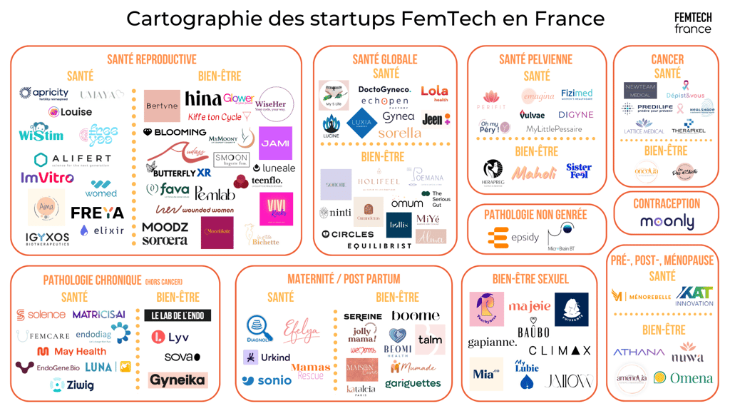Pas moins de 115 startups sont répertoriées en France dans le secteur de la Femtech. © Femtech France