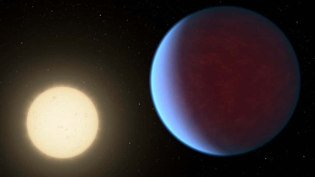 Nouvelle illustration de 55 Cancri e. La superterre serait entièrement couverte de lave et enveloppée d’une atmosphère plus épaisse que celle de la Terre, avec des matériaux volatils comparables. © Nasa, JPL-Caltech