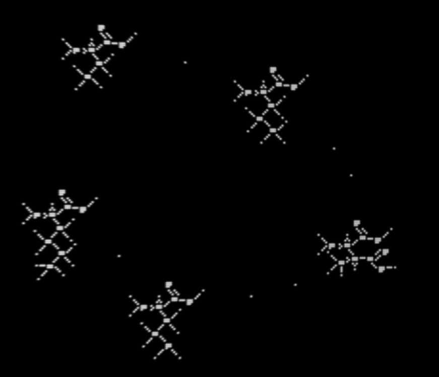 Un zoom montrant les formules de molécules d'acides aminés, signe probable d'une forme de vie, décodées dans le message E.T. © 2024 Institut Seti. Tous droits réservés
