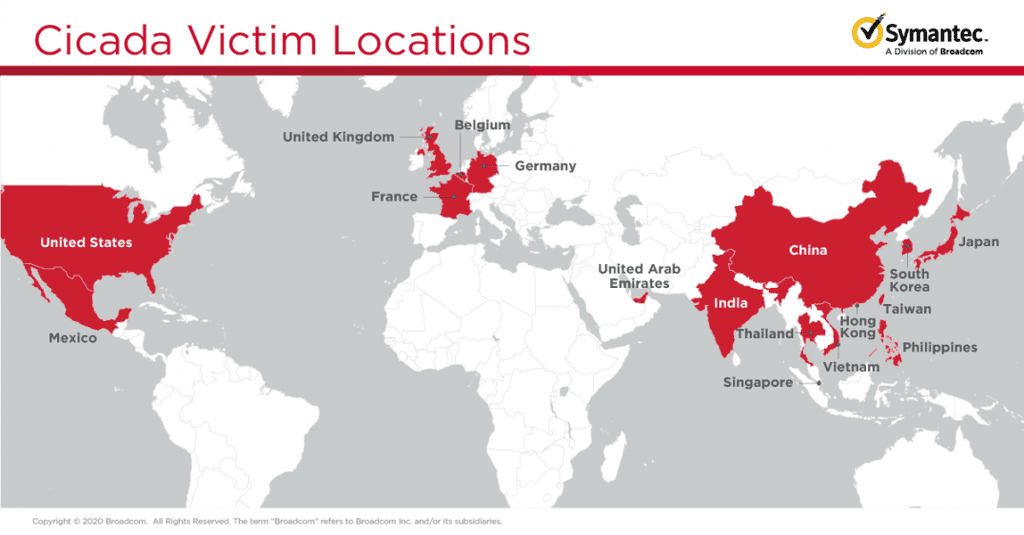 Voici la carte des pays dont les entreprises sont impactées par cette cyberattaque massive. Elles ont toutes un point commun : des liens avec des sociétés japonaises. © Symantec