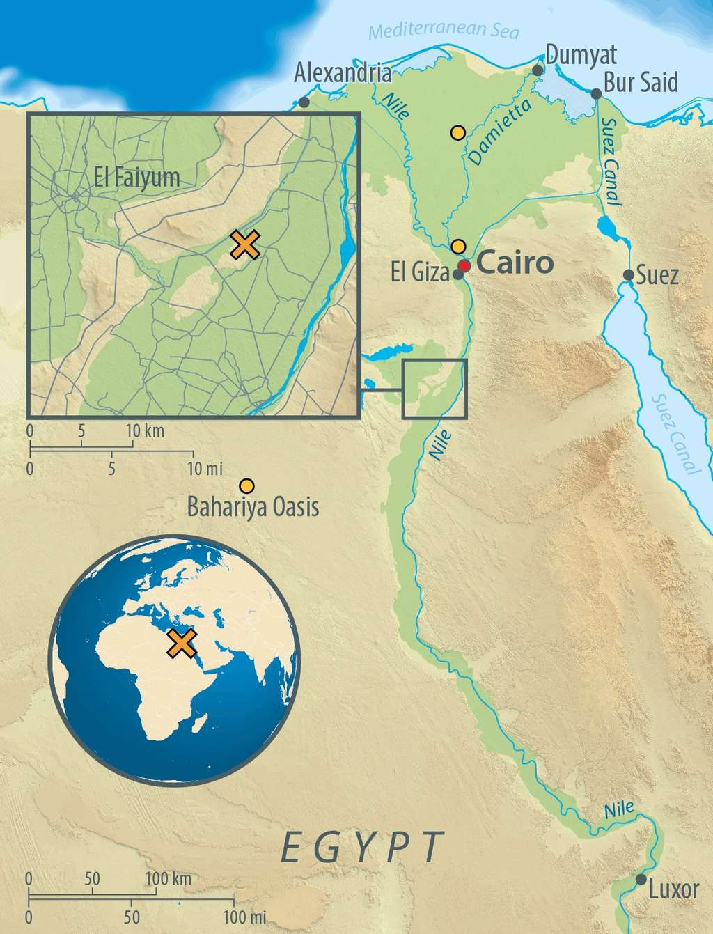 Localisation d’Abusir el-Meleq dans la vallée du Nil. © <em>Nature Communications</em>
