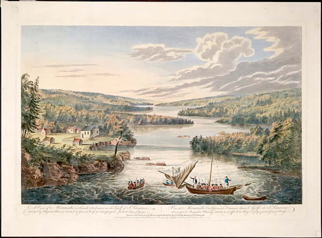 Acadie, site de Miramichi (golfe du Saint-Laurent), établissement français détruit par les Anglais en 1760. © Encyclopédie canadienne, Historica Canada