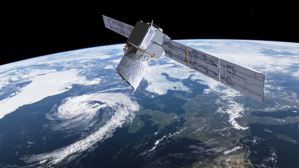 Construit par Airbus pour le compte de l'ESA, Aeolus est un satellite inédit et très innovant conçu pour mesurer les vents sur l’ensemble du Globe pour faciliter l’amélioration des prévisions météorologiques et une compréhension avancée de l’atmosphère. © ESA, ATG medialab