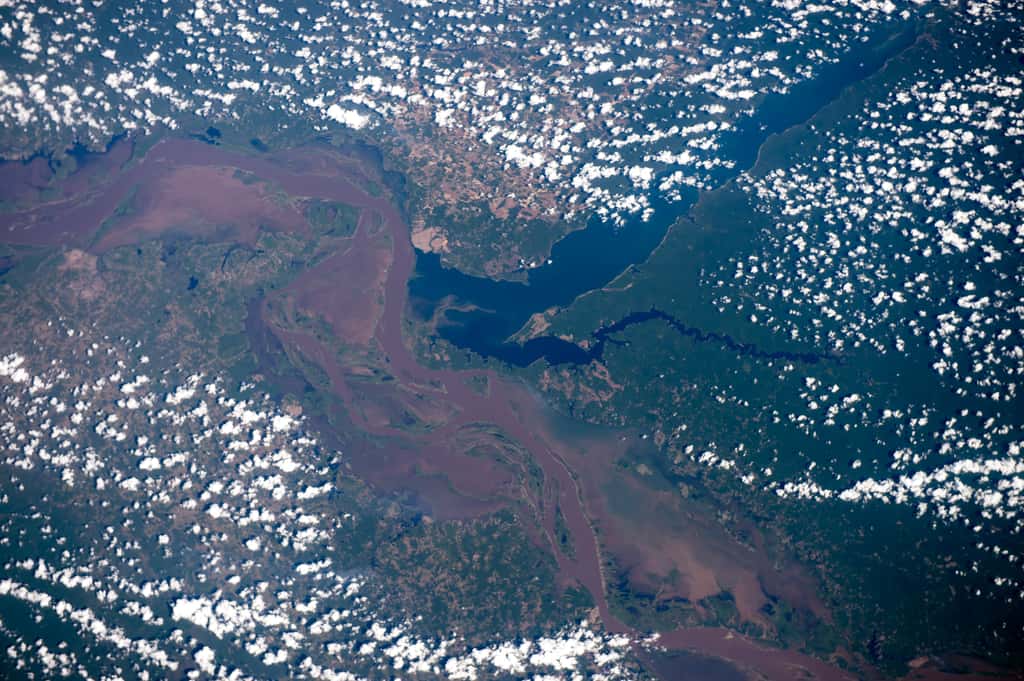 Le fleuve Amazone à travers le Brésil et quelques lacs vus depuis la Station spatiale internationale (septembre 2015). © M. Justin Wilkinson, Texas State University, Jacobs Contract à Nasa-JSC