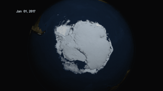 La banquise antarctique estivale était au plus bas, le 3 mars 2017. © Nasa, GSFC