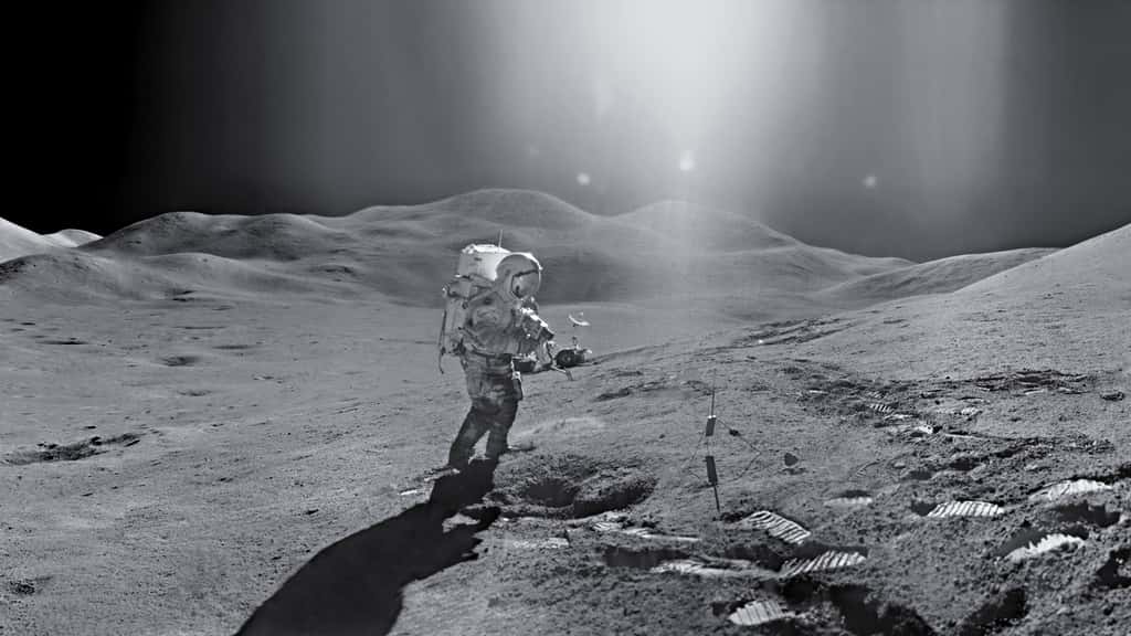 Apollo 15 est reconnue par la Nasa comme la plus belle de toutes les missions habitées. Le paysage montagneux aidant, les astronautes ont pu prendre des photos exceptionnelles sur la Lune. © Images Nasa/JSC, Retraitements Olivier de Goursac. Tous droits réservés