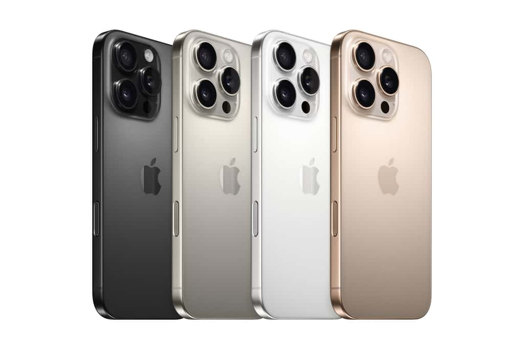 La nouvelle gamme de couleurs de l’iPhone 16 Pro. © Apple