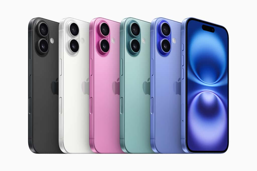 La nouvelle gamme de couleurs de l’iPhone 16. © Apple