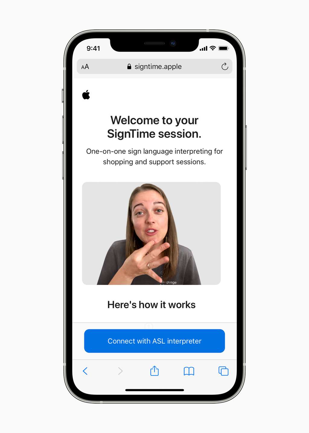 Le service « SignTime » permettra de contacter le service clients ou échanger avec des vendeurs des Apple Store en langue des signes française. © Apple