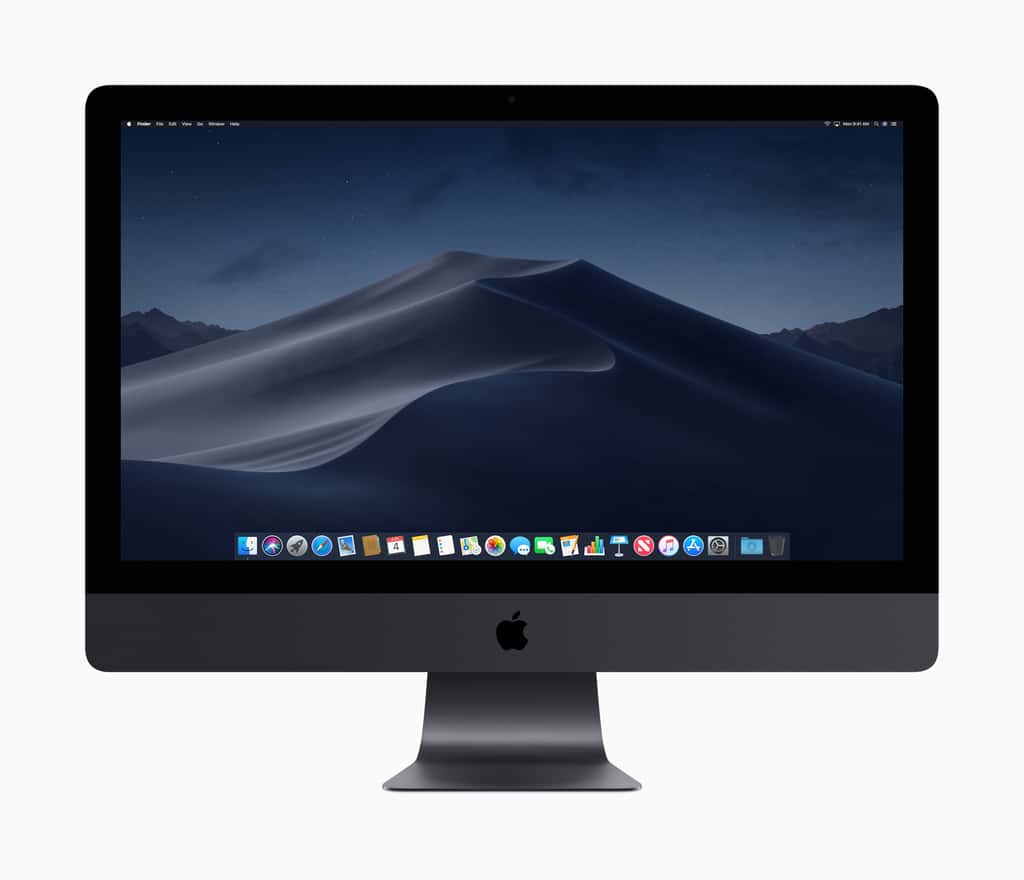 Dans la famille des Mac, on trouve iMac (ici dans la configuration MacOS Mojave, mode sombre). © Apple