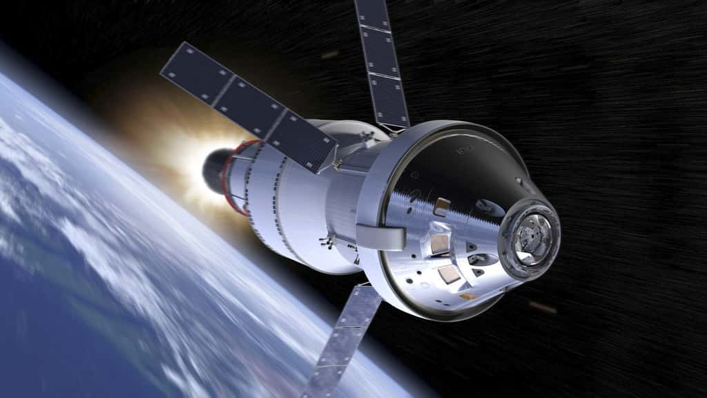 Dans le cadre du programme Artemis, un premier vol d'essai sera lancé vers la Lune samedi 3 septembre. Objectif : tester les capacités en vol de la capsule Orion et du lanceur SLS. © Nasa