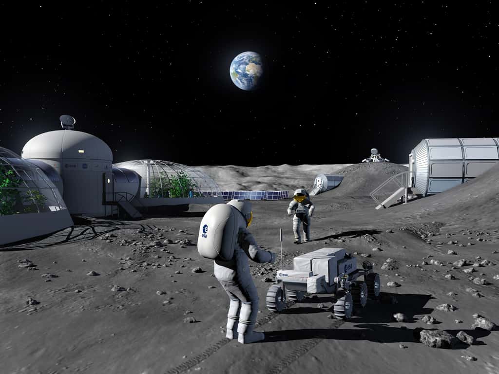 Les missions dans des bases lunaires serviront aussi à cet objectif : préparer le grand voyage et les missions habitées sur Mars. © ESA, P. Carril