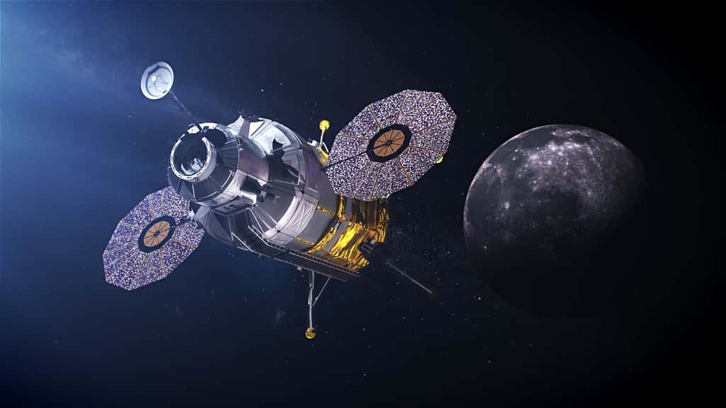 Concept d'atterrisseur lunaire envisagé dans le cadre du programme Artemis de la Nasa. Ce concept n'est pas celui de Blue Origin. © Nasa