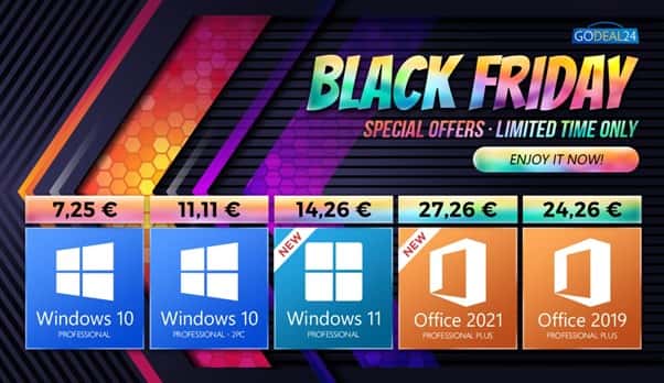 Black Friday : les offres spéciales Windows 10, Windows 11, Office 2021