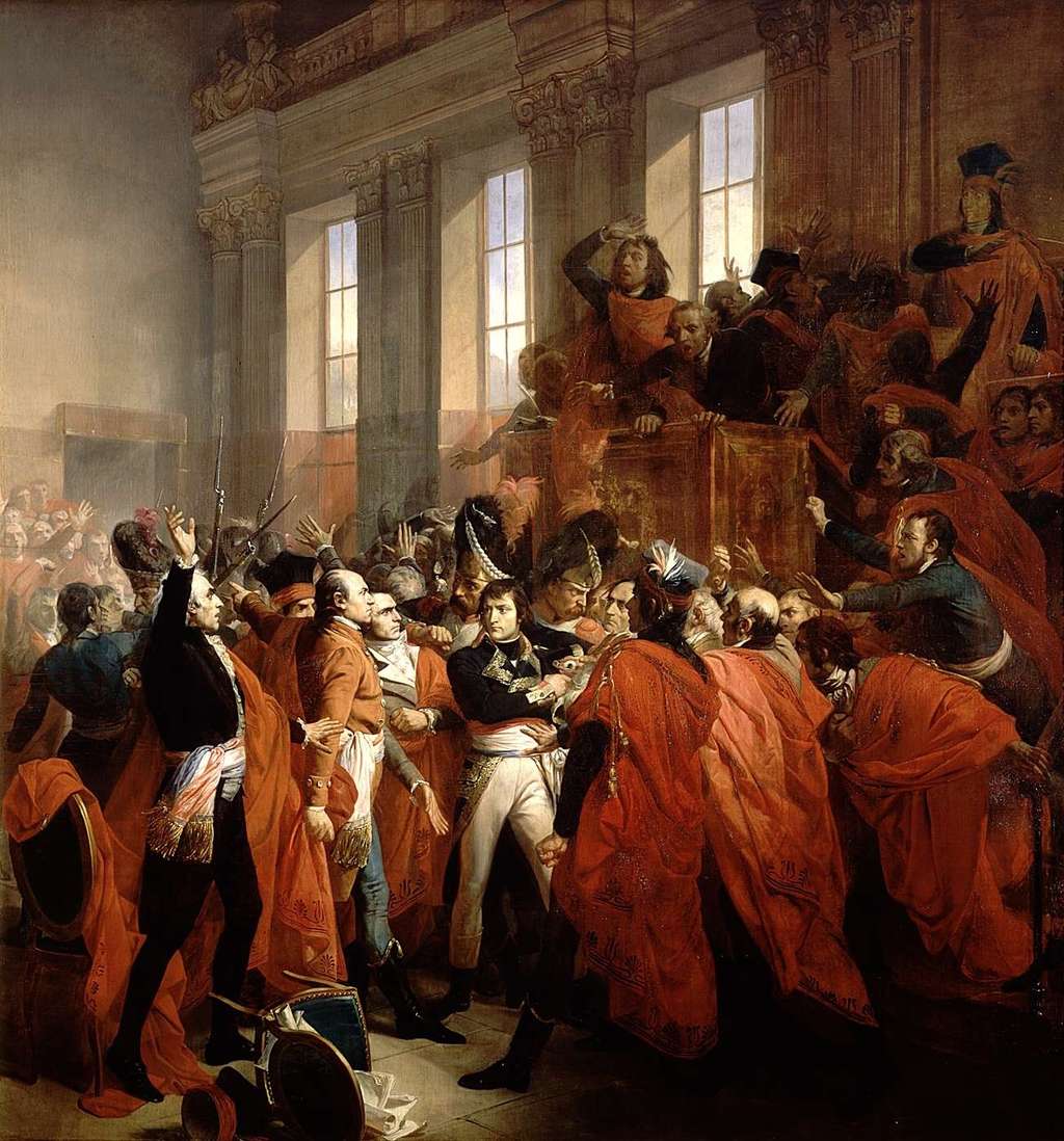 « Le général Bonaparte au Conseil des Cinq-Cents, à Saint-Cloud, le 9 novembre 1799 », par François Bouchot en 1840. Château de Versailles. © RMN - Grand Palais, domaine public