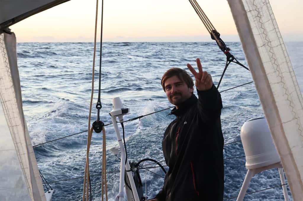 Le skipper allemand Boris Herman dont l'arrivée aux Sables d'Olonne n'est pas attendue avant la fin du mois de janvier. © Boris Herman