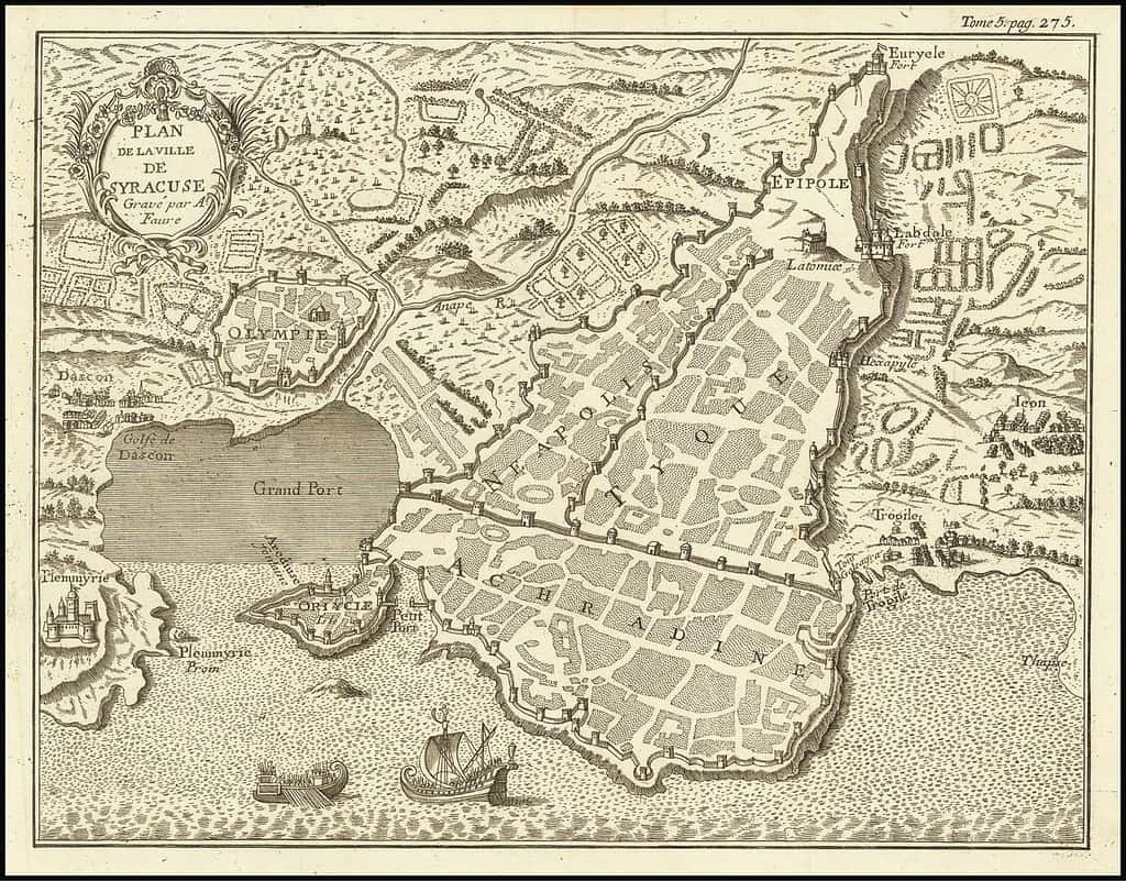 Plan de la Ville de Syracuse en 1750. © Wikimedia Commons, domaine public